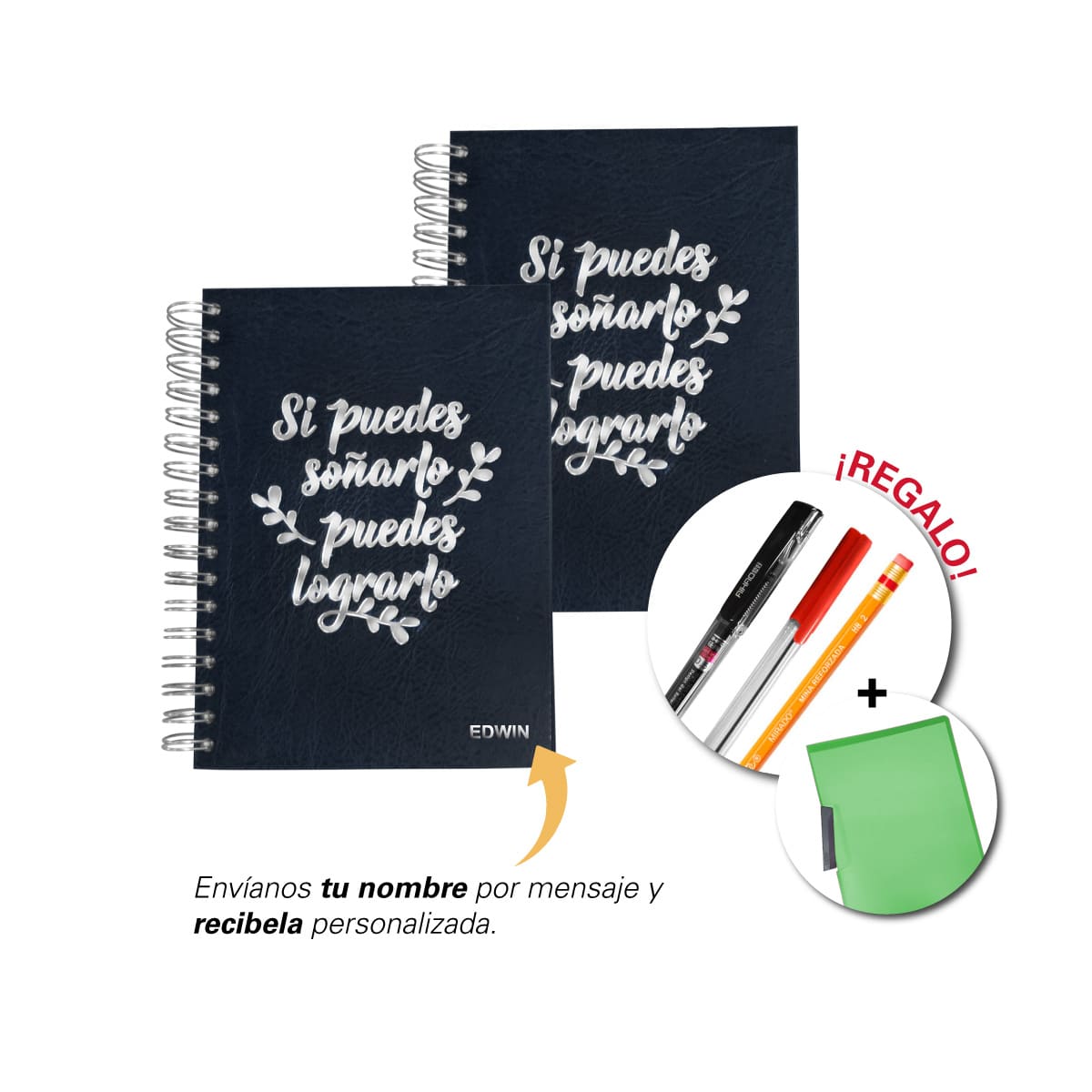 Kit Escolar Cuaderno Personalizado de Pasta Dura (azul) - PERFEX