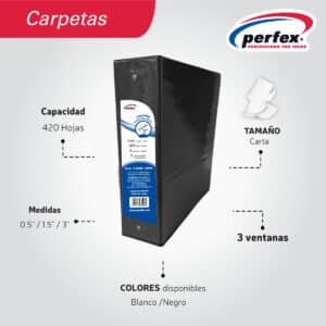 CARPETA 0.5" PERFEX NEGRO CARTA 3 ARILLOS